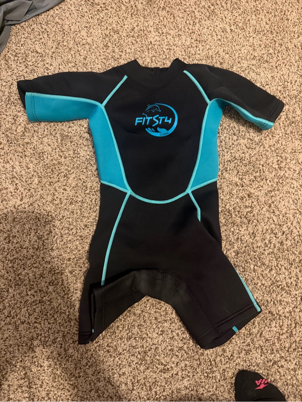 Kids Shorty Wetsuit - Black & Teal
